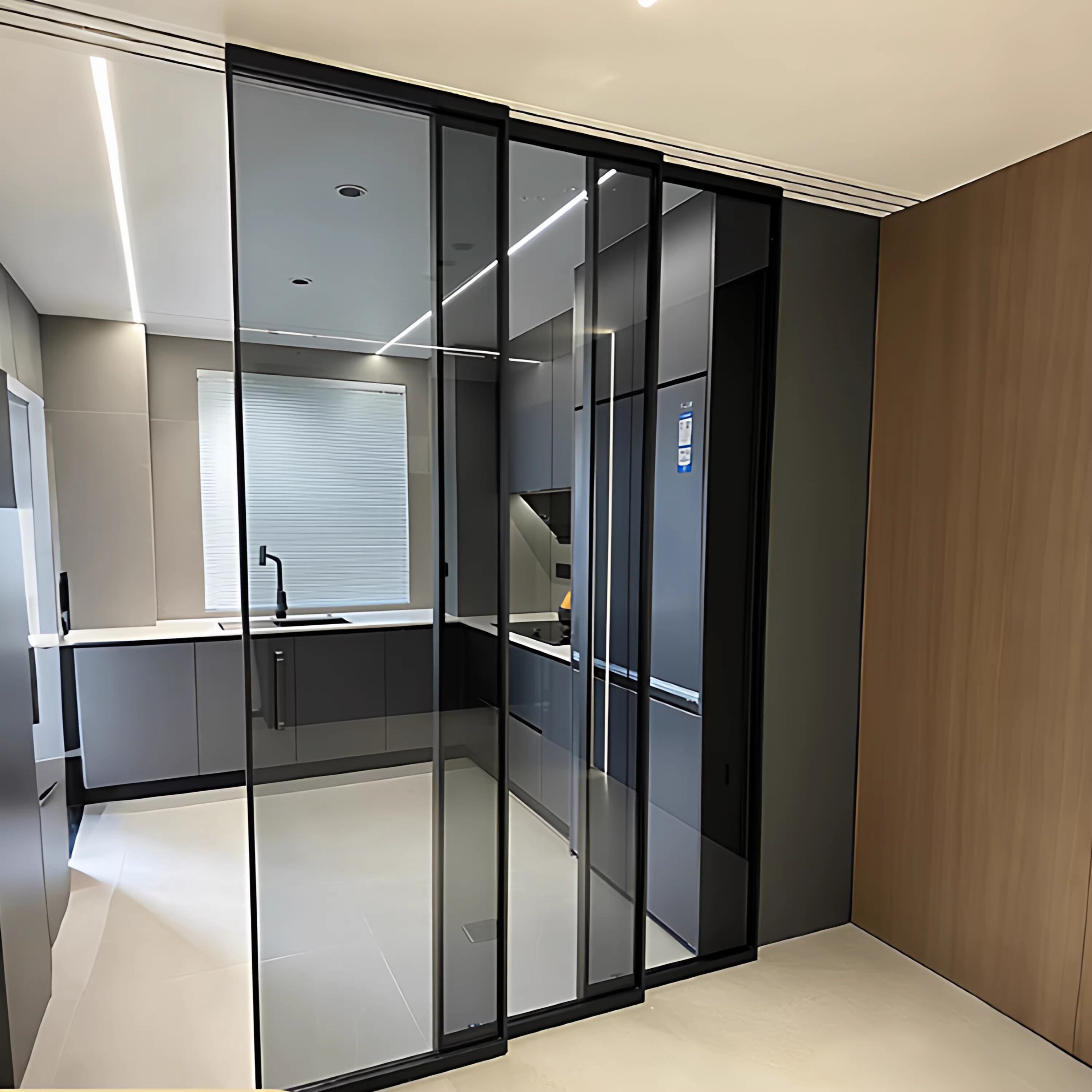 Ultra-slim 40 series kitchen sliding door with narrow frame